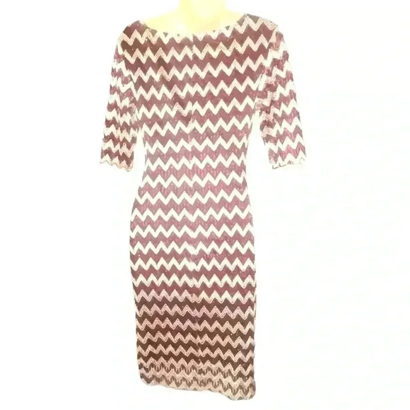 Connected Apparel Women's Metallic Chevron Dress - Picture 3 of 13